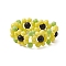 Flower Glass Stretch Rings for Women, Yellow, 10mm, Inner Diameter: 18mm