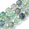 Natural Fluorite Beads Strands, with Seed Beads, Faceted Cube, 8~9x8~9x8~9mm, Hole: 0.9~1mm, about 35~39pcs/strand, 14.80''~15.16''(37.6~38.5cm)