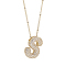 1Pc Brass Micro Pave Cubic Zirconia Letter Pendant Necklaces, Lead Free & Nickel Free & Cadmium Free, Golden, Letter S, 17.91 inch(45.5cm)~18.11 inch(46cm), Letter: 21.5~24x14~26mm
