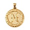304 Stainless Steel Pendants, Ion Plating(IP), Flat Round with Constellation, Golden, Pisces, 28x25x2.5mm, Hole: 4.5x3.5mm