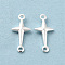 Brass Connector Charms, Cadmium Free & Lead Free, Religion Cross Links, 925 Sterling Silver Plated, 13.5x6.5x2mm, Hole: 1mm