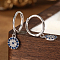 Vintage 925 Sterling Silver Hoop Earrings, Flat Round, with Cubic Zirconia, Silver, 19x6mm
