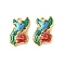 304 Stainless Steel Enamel Pendants, Ion Plating(IP), Bird Charms, Golden, Colorful, 22x14x4mm, Hole: 1.4mm