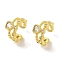 Brass Micro Pave Clear Cubic Zirconia Cuff Earrings for Women, Heart, Real 18K Gold Plated, 14.5x7.5mm