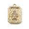 Brass Micro Pave Cubic Zirconia Pendants, Cadmium Free & Nickel Free & Lead Free, Playing Card Charms, Flower, 17x11x2mm, Hole: 1.4mm