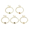 Natural Gemstone Round Link Bracelet, Macrame Pouch Bracelet, Golden, 7-1/4~7-3/8 inch(18.3~18.8cm)