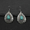 Fashion Alloy Teardrop Dangle Earrings, with Imitation Turquoise, Silver