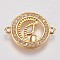Brass Micro Pave Cubic Zirconia Links, Flat Round with Virgin Mary, Clear, Golden, 12.7x17x1.7mm, Hole: 1mm
