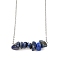 Natural Lapis Lazuli Chip Pendant Necklaces, 304 Stainless Steel Cable Chain Necklaces, Stainless Steel Color, 16.65 inch(42.3cm)