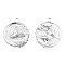 Non-Tarnish 201 Stainless Steel Pendants, Flat Round with Wolf, Stainless Steel Color, 30x25.5x3mm, Hole: 2.5mm