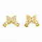 Brass Micro Pave Clear Cubic Zirconia Fold Over Clasps, Nickel Free, Butterfly, Real 18K Gold Plated, Butterfly: 13x17x6.5mm, Clasp: 11x6.5x6mm, Inner Diameter: 4mm