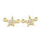 Brass Micro Pave Clear Cubic Zirconia Connector Charms, Cadmium Free & Nickel Free & Lead Free, Star Links, Real 18K Gold Plated, 7.5x12x2mm, Hole: 1.2mm