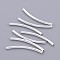 Brass Curved Tube Beads, Curved Tube Noodle Beads, Silver-Color about 2mm in diameter, 30mm long, hole: 1.5mm