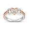 Heart & Infinity Alloy with Crystal Rhinestone Finger Rings for Women, Rose Gold, US Size 6(16.5mm)