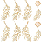 BENECREAT 12pcs Real 18K Gold Plated Brass Feather Pendants, 1.5x0.5x0.06inch Feather Charms Pendants for DIY Earrings Necklaces Bracelets, Hole: 1.2mm