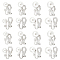 24Pcs 4 Size 304 Stainless Steel Clip-on Earring Findings with Imitation Pearl Plastic Beaded, with Loops, Stainless Steel Color, Bead: 5~8mm, 6Pcs/size