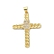 Brass Micro Pave Clear Cubic Zirconia Pendants, Cadmium Free & Nickel Free & Lead Free, Real 18K Gold Plated, Cross, Palm, 36x26~26.5x3~4mm, Hole: 4x3.5mm