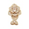 Brass Micro Pave Clear Cubic Zirconia Fold Over Clasps, Cadmium Free & Nickel Free & Lead Free, Flower, Real 18K Gold Plated, 30mm