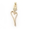 Rack Plating Brass Micro Pave Cubic Zirconia Pendants, Long-Lasting Plated, Lead Free & Cadmium Free, Heart, Real 18K Gold Plated, 44x13.5x2.5mm, Hole: 3.5x4mm