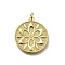 Brass Pendants, Flat Round, Cadmium Free & Lead Free, Rack Plating, Long-Lasting Plated, Real 18K Gold Plated, with Jump Ring, Flower, 25x22x2mm, Hole: 3.5mm