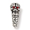 Rack Plating Tibetan Style Alloy 3 Hole Guru Beads, T-Drilled Beads, with Rhinestone, Skull, Antique Silver, 24.5x10x11mm, Hole: 2mm and 2.5mm