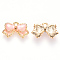 Alloy Enamel Pendants, Bowknot, Light Gold, Pink, 10x16x2mm, Hole: 1.4mm