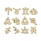 12Pcs 12 Constellations ABS Plastic Imitation Pearl Charms, with Brass, Long-Lasting Plated, Cadmium Free & Lead Free, Rack Plating, Real 18K Gold Plated, 12~14.5x9.5~14x3.5mm, Hole: 1.2mm