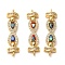Rack Plating Brass Micro Pave Clear Cubic Zirconia Infinity Links Connector Charms, with Enamel & Shell, Real 18K Gold Plated, Long-Lasting Plated, Lead Free & Cadmium Free, Mixed Color, 8x30x4mm, Hole: 1.2mm