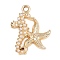Alloy Pendants, Sea Horse & Starfish Charms, with Plastic Imitation Pearls, Golden, 25x19.5x3mm, Hole: 2mm