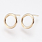 Long-Lasting Plated Brass Stud Earrings, Nickel Free, Ring, Real 18K Gold Plated, 10x1.5mm, Pin: 0.7mm
