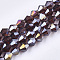 Electroplate Glass Beads Strands, AB Color Plated, Faceted, Bicone, Purple, 7.5~8x7.5~8mm, Hole: 1.5mm, about 38~39pcs/strand, 28~29cm