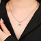 925 Sterling Silver Pave Cubic Zirconia Birthstone Heart Pendant Necklaces for Women, Silver Color Plated, Steel Blue, 15.75 inch(40cm)