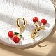 Серьги-кольца из вишневой латуни с эмалью EJEW-M077-14G-03-4