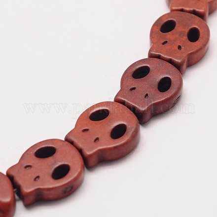 Нити синтетических бирюзовых бус черепа TURQ-I023-28x25mm-07-1
