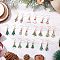 10 Pairs Alloy Enamel Christmas Tree Dangle Earrings, with 304 Stainless Steel, Golden, 37.5~43.5x10.5~16.5mm