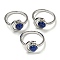 Natural Lapis Lazuli Adjustable Rings, with Platinum Brass Findings, Long-Lasting Plated, Jewely for Women, Moon with Round, US Size 8(18.1mm).