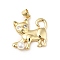 Rack Plating Brass Micro Pave Cubic Zirconia Pendants, with Acrylic Bead, Cadmium Free & Lead Free, Cat, Real 18K Gold Plated, 23x22x7mm, Hole: 5x3.5mm