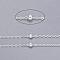 Brass Flat Oval Cable Chains, Satellite Chains, Unwelded, with Card Paper, Silver Color Plated, 2.2x1.7x0.23mm, Bead: 3.5mm