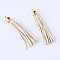 Faux Suede Tassel Pendant Decorations, with CCB Plastic Cord Ends, Golden, Beige, 84~89x11.5~12mm, Hole: 2.5mm