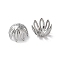 Non-Tarnish Ion Plating(IP) 304 Stainless Steel Bead Caps, 8-Petal Flower, Stainless Steel Color, 11x7.5mm, Hole: 1.2mm