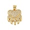Brass Micro Pave Cubic Zirconia Pendants, Cadmium Free & Lead Free, Paw Prints, Real 18K Gold Plated, 19.5x16x3mm, Hole: 5x4.5mm