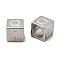 304 Stainless Steel European Beads, Large Hole Beads, Cube with Letter, Letter Q, 7x7x7mm, Hole: 5.5mm