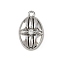 Brass Pave Clear Cubic Zirconia Pendants, Cadmium Free & Nickel Free & Lead Free, Oval Charms, Long-Lasting Plated, Platinum, 16.5x10x4.5mm, Hole: 1.2mm