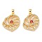 Brass Micro Pave Cubic Zirconia Pendants, Cadmium Free & Nickel Free & Lead Free, Real 18K Gold Plated, 19x19x4mm, Hole: 3x3mm
