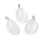 Natural Quartz Crystal Pendants, Rock Crystal Oval Charms with Platinum Tone Brass Findings, 33.5x19.5x14mm, Hole: 7x4mm