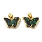Rack Plating Brass Pendants, with Resin Imitation Opal & Glitter, Long-Lasting Plated, Lead Free & Cadmium Free, Butterfly, Dark Green, 11.5x15.5x5mm, Hole: 4x2.5mm
