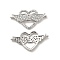 Brass Micro Pave Clear Cubic Zirconia Connector Charms, Cadmium Free & Nickel Free & Lead Free, Heart Links with Wing, Platinum, 14.3x27.3x3.5mm, Hole: 1.2mm