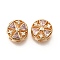 Brass Glass Beads, Cadmium Free & Nickel Free & Lead Free, Flat Round, Real 18K Gold Plated, 10.5x4.5mm, Hole: 1.6mm