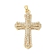 Brass Micro Pave Cubic Zirconia Pendants, Cadmium Free & Lead Free, Cross, Real 18K Gold Plated, 34.5x23x5mm, Hole: 2.5x4.5mm