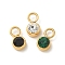 Ion Plating(IP) 304 Stainless Steel with Rhinestone Charms, Real 14K Gold Plated, Flat Round Charm, Mixed Color, 9x5x4mm, Hole: 2mm